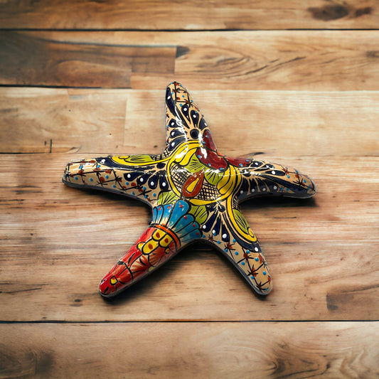 Mexican Talavera Starfish Wall Art | Hand-Painted Ceramic Decor (Medium)