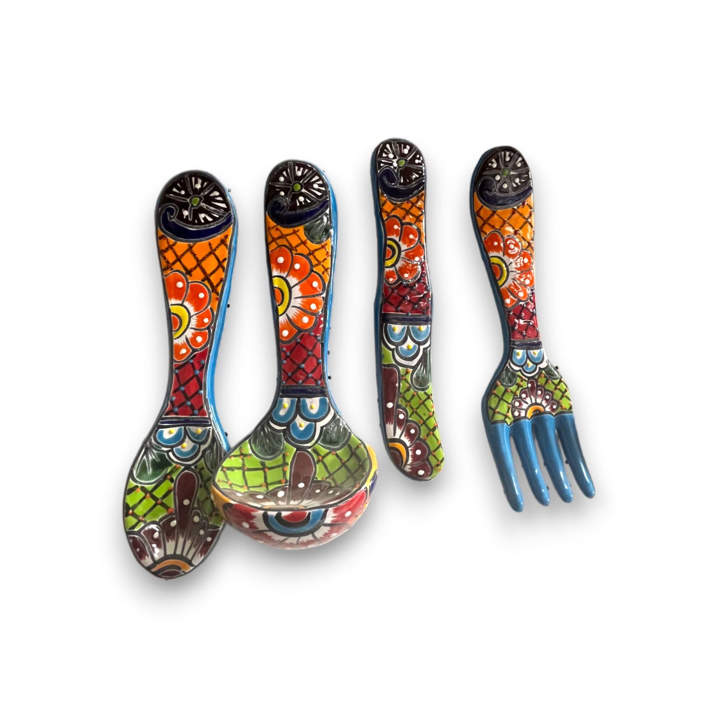 XL Talavera Silverware Wall Art Set | Hand-Painted Utensils