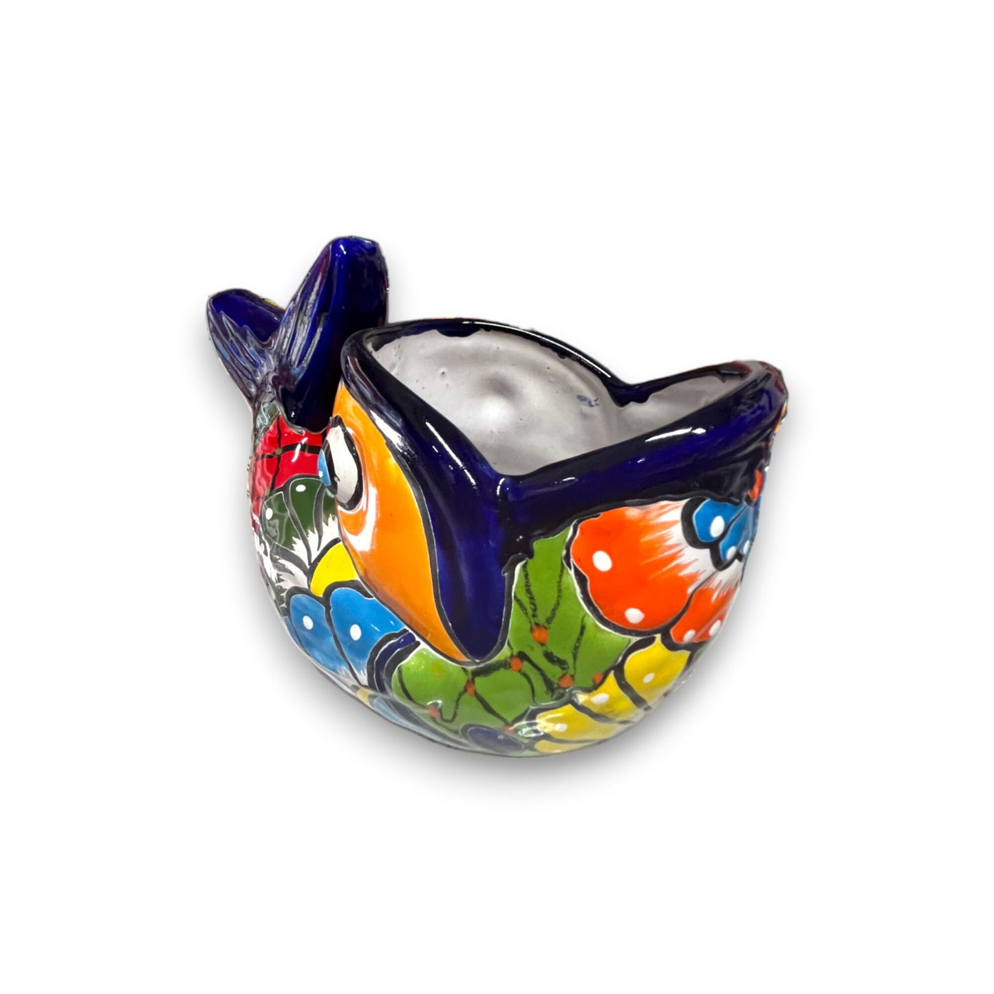 Medium Talavera Fish Planter | Hand-Painted Mexican Statue Pottery