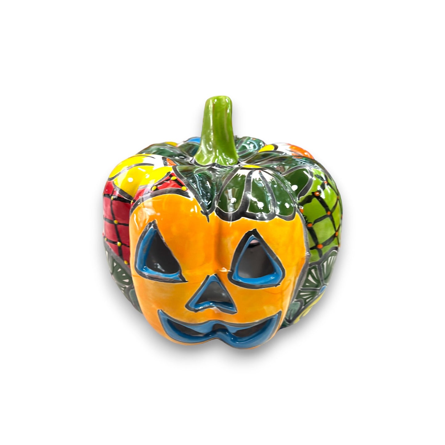 Handcrafted Mexican Jack-o'-Lantern Art | Talavera Pumpkin (10" Diameter)