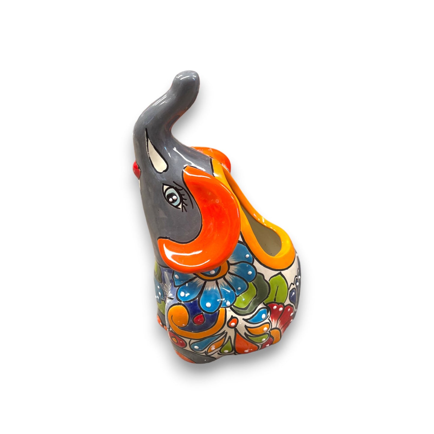 Handmade Talavera Elephant Planter | Colorful Medium Animal Art
