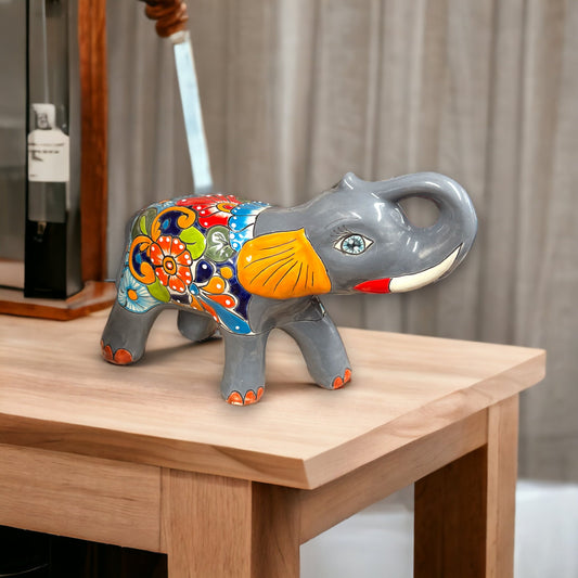 Colorful Talavera Elephant Coin Bank | Handmade Medium Piggy Bank