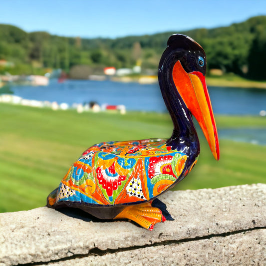 Vibrant Talavera Pelican Planter | Colorful Hand-Painted Mexican Bird Pottery