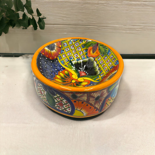 Colorful Talavera Dog Bowl | Handmade Mexican Art (Large Size)