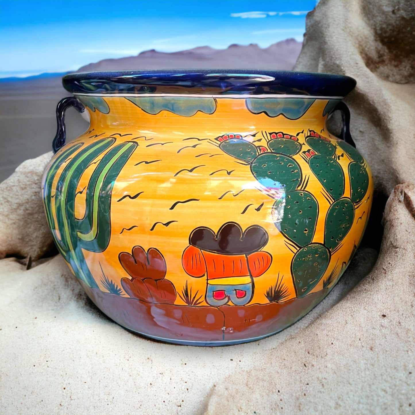 XL HUGE Handmade Talavera Flower Pot | Vibrantly Painted Mexican Planter