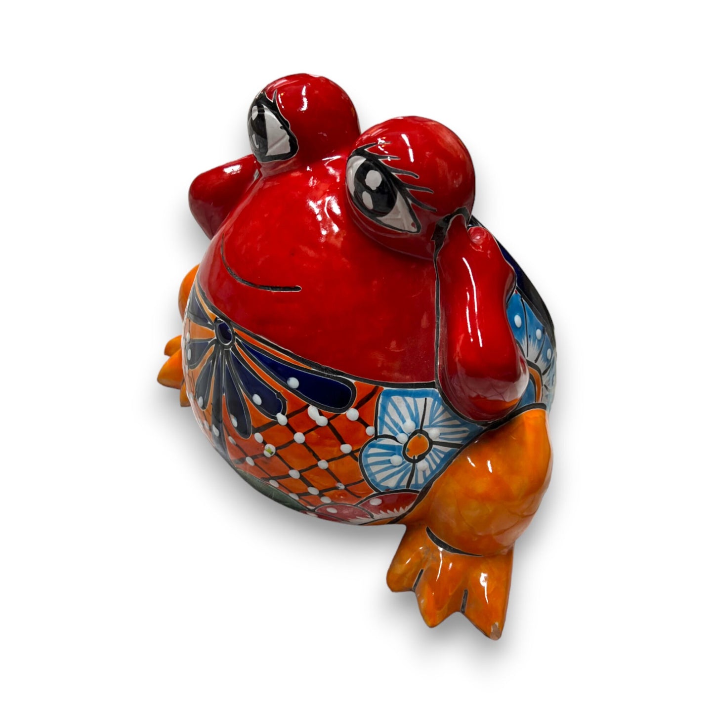 Colorful Talavera Frog Planter | Handcrafted Mexican Pottery Statue (Medium)