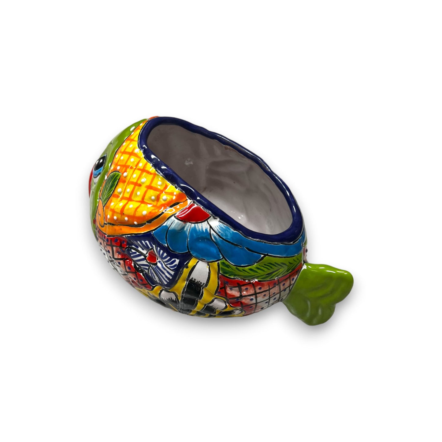 Small Talavera Fish Planter | Colorful Hand-Painted Mexican Statue Pottery