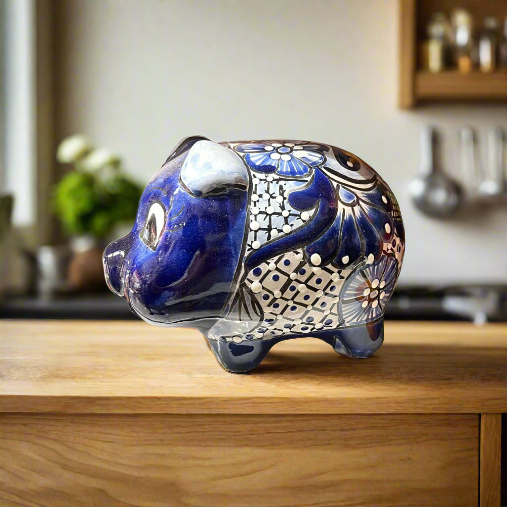 Colorful Talavera Pig Coin Bank | Handmade Medium Piggy Bank