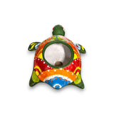 Small Talavera Sea Turtle Planter | Hand-Painted Mexican Turtle Pottery - colorful hand-painted Talavera turtle planter from Guanajuato, top view