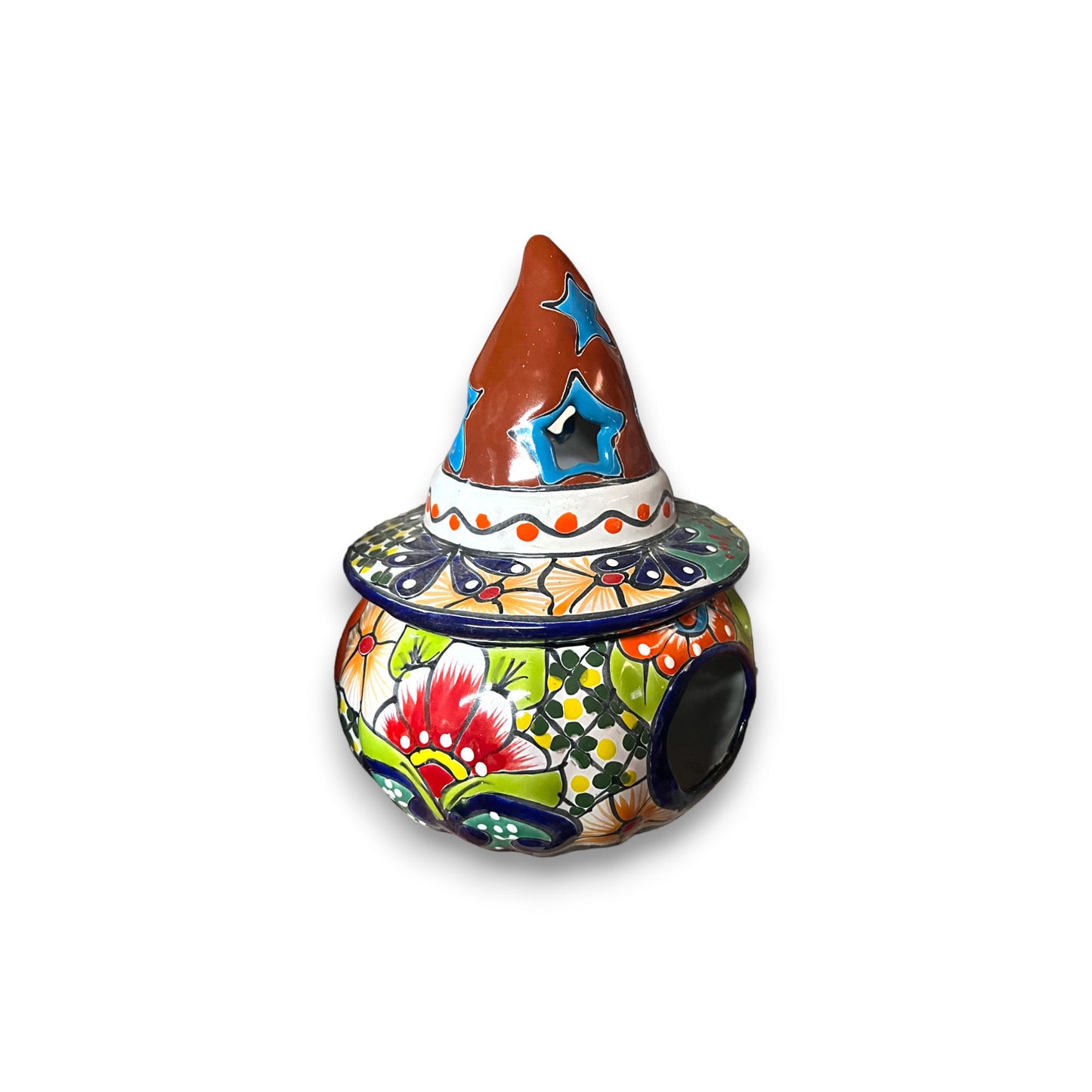 Talavera Pumpkin | Handcrafted Mexican Jack-o'-Lantern Art (7" Diameter)