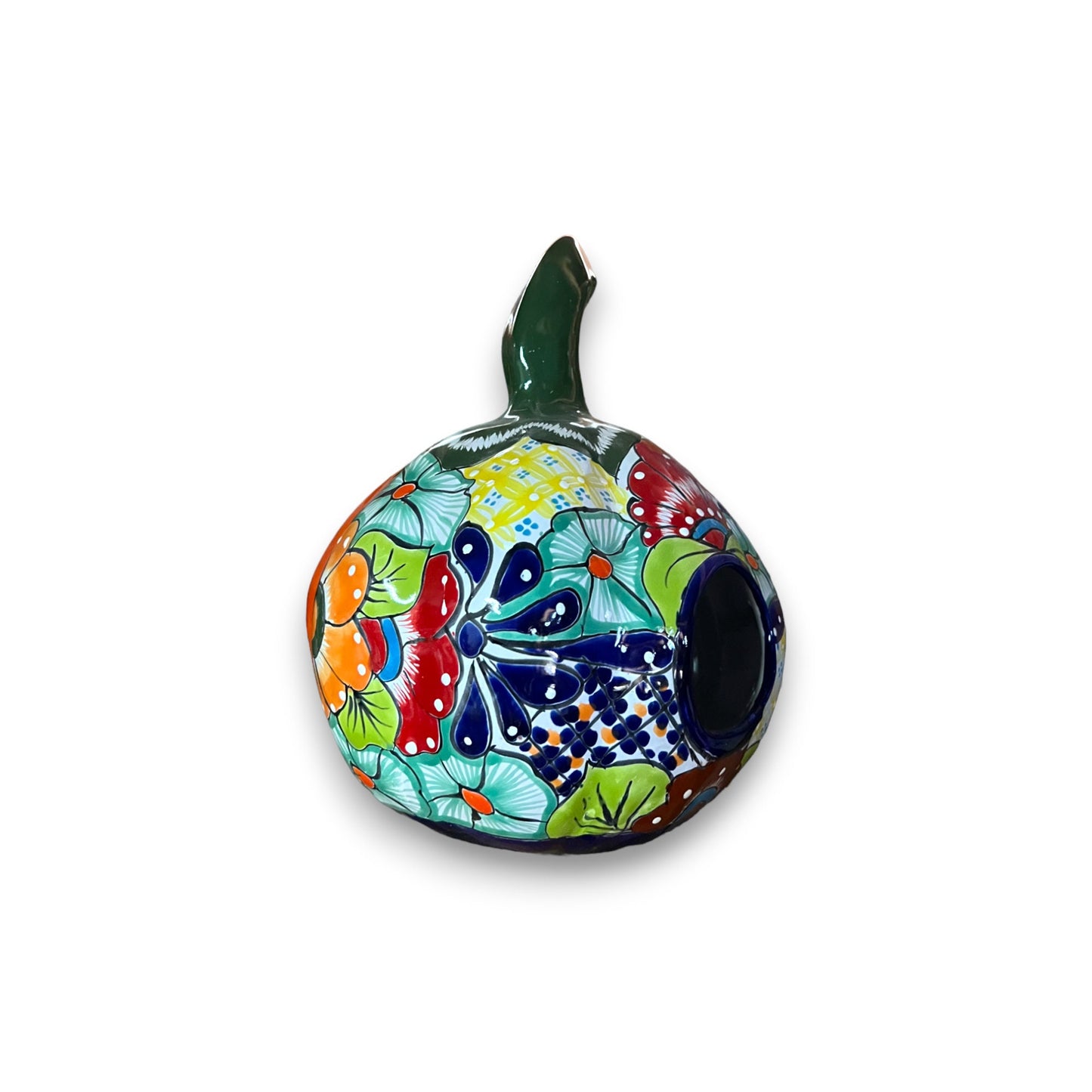 Talavera Pumpkin | Handcrafted Mexican Jack-o'-Lantern Art (10" Diameter)