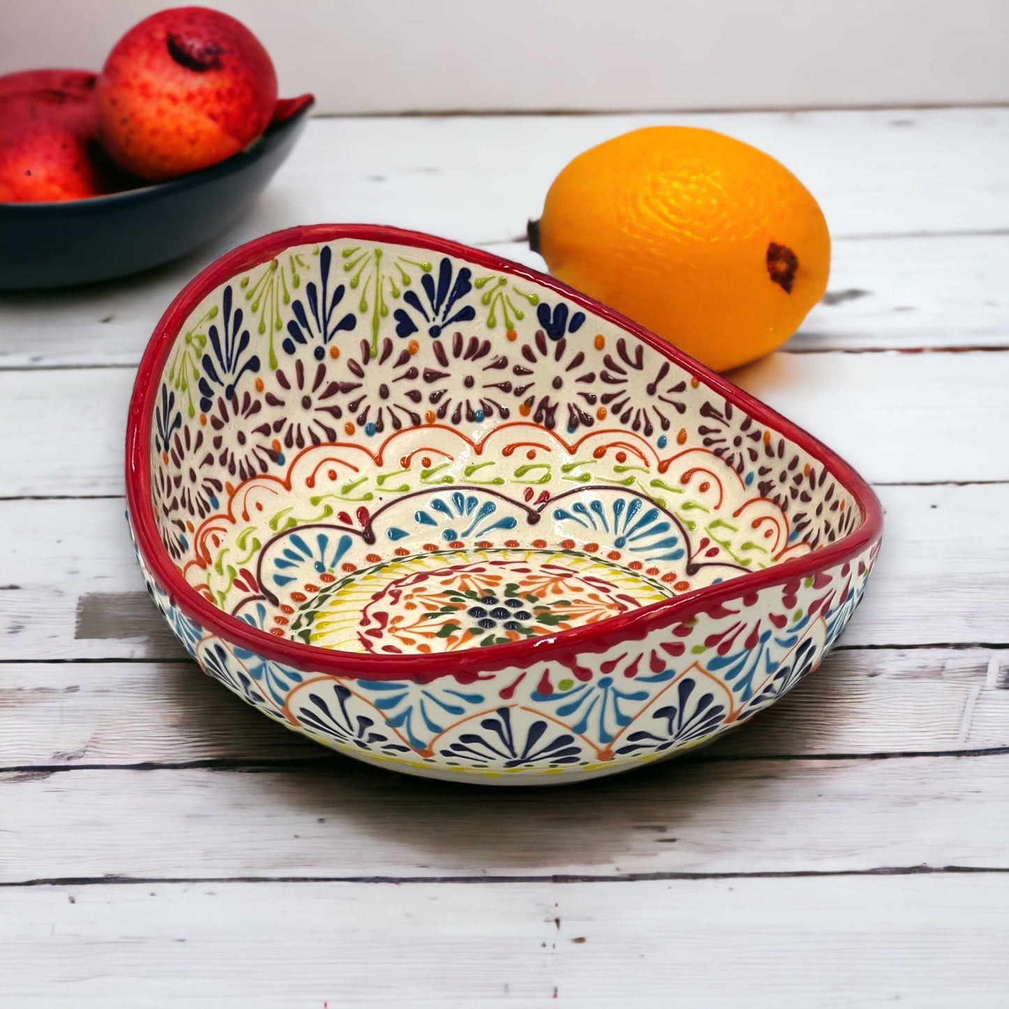 Handmade Talavera Fruit Basket | Puebla Mexican Pottery Centerpiece