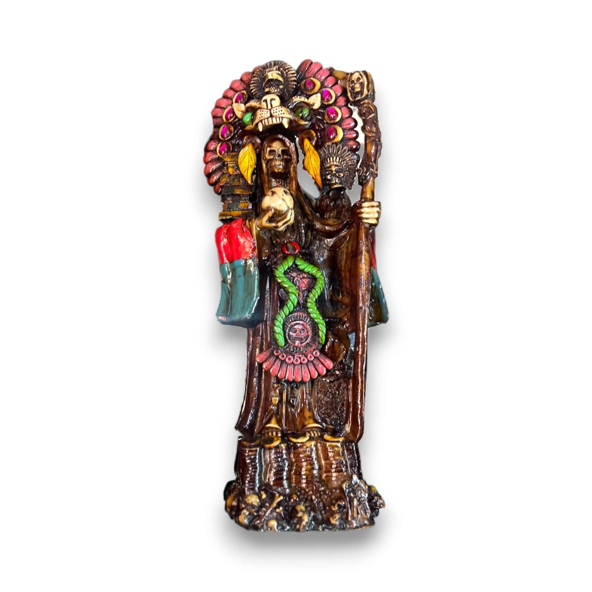 Handcrafted Aztec Warrior Statue - Medium