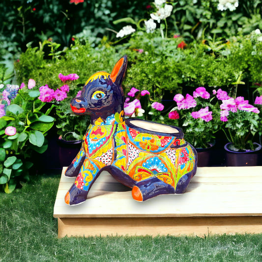 Mexican Handmade Donkey Planter | Colorful Hand-Painted Talavera Burro Planter (Extra Large)