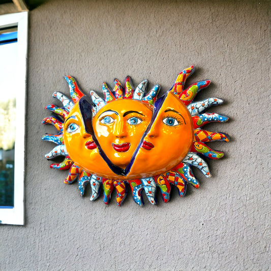 Vibrant Talavera Sun Wall Decor | Mexican Handcrafted Sun Wall Art (Medium)