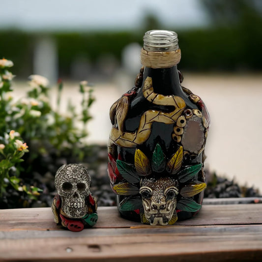 Artisan-Crafted Mexican Flask | Aztec Warrior Decanter