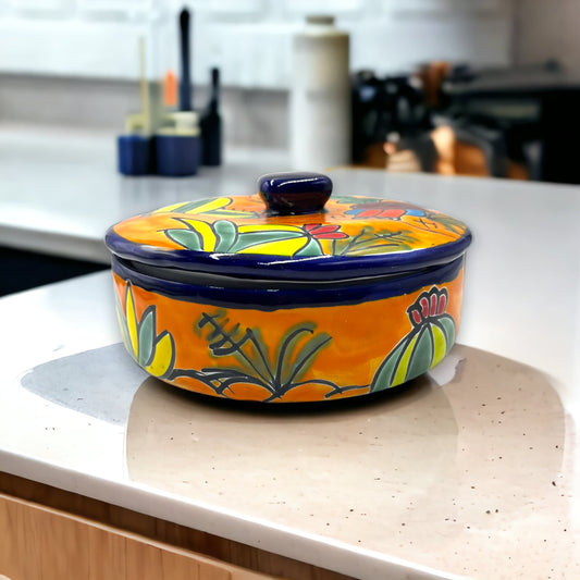 Handcrafted Talavera Tortilla Warmer | Colorful Mexican Sleeping Man Panchito