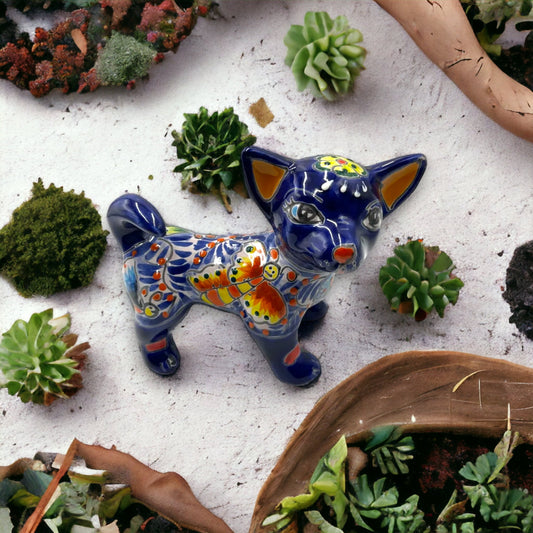 Handmade Talavera Dog Statue | Hand Painted Animal Artwork (Medium)