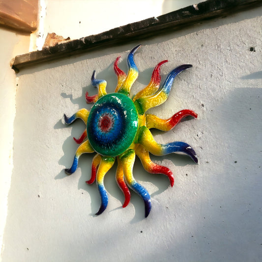 Vibrant Metal Sun Wall Decor | Handcrafted Mexican Artwork