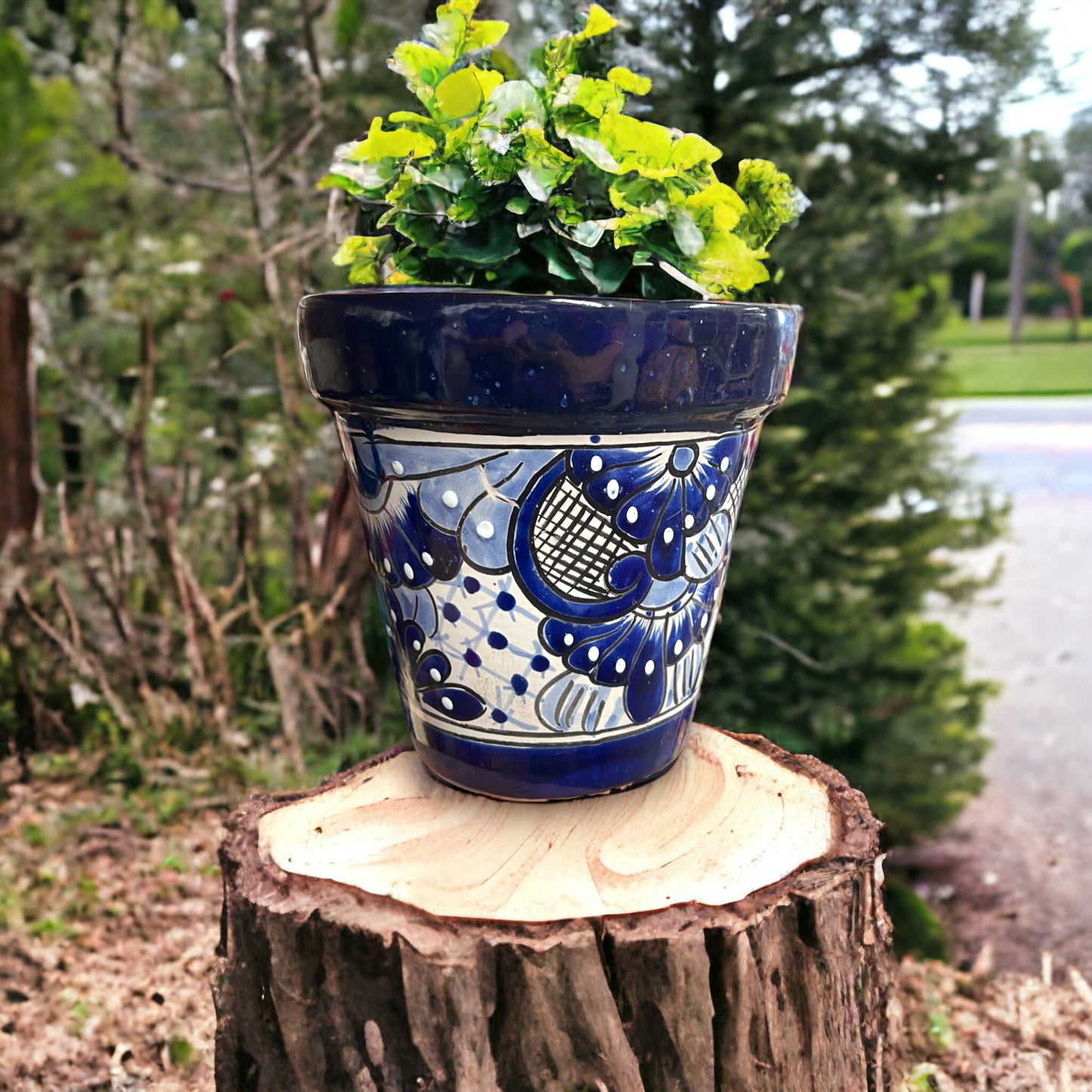 Colorful Set of 3 Talavera Planters | Handcrafted with Blue and White Patterns