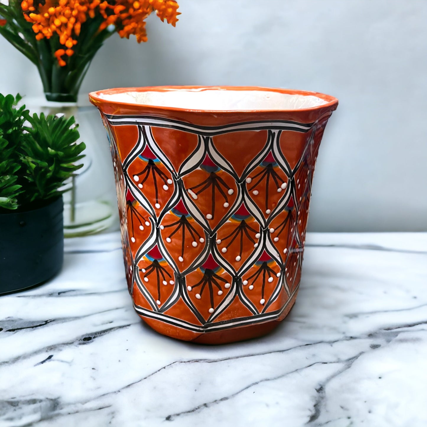 Set of 3 Vibrant Talavera Peacock Planters Set | Colorful Hand-Painted Mexican Pottery