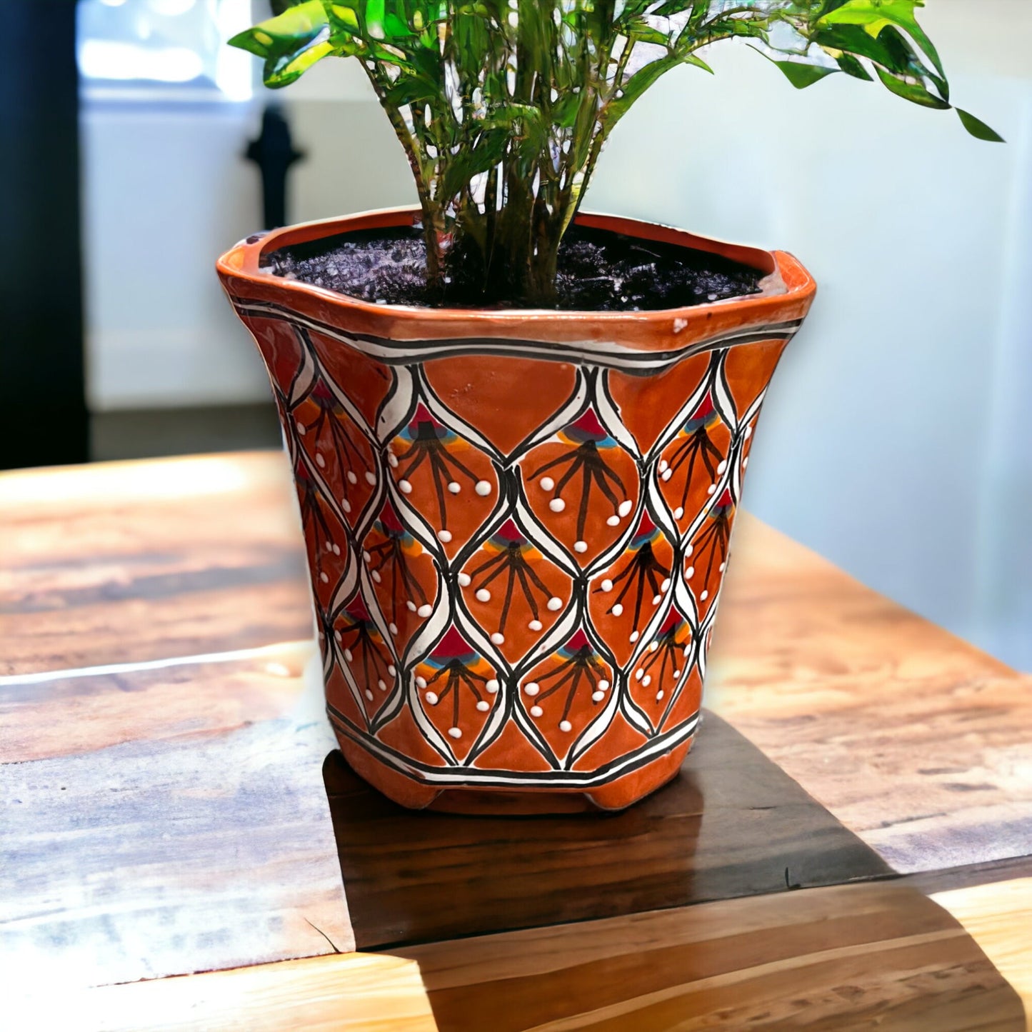 Set of 3 Vibrant Talavera Peacock Planters Set | Colorful Hand-Painted Mexican Pottery