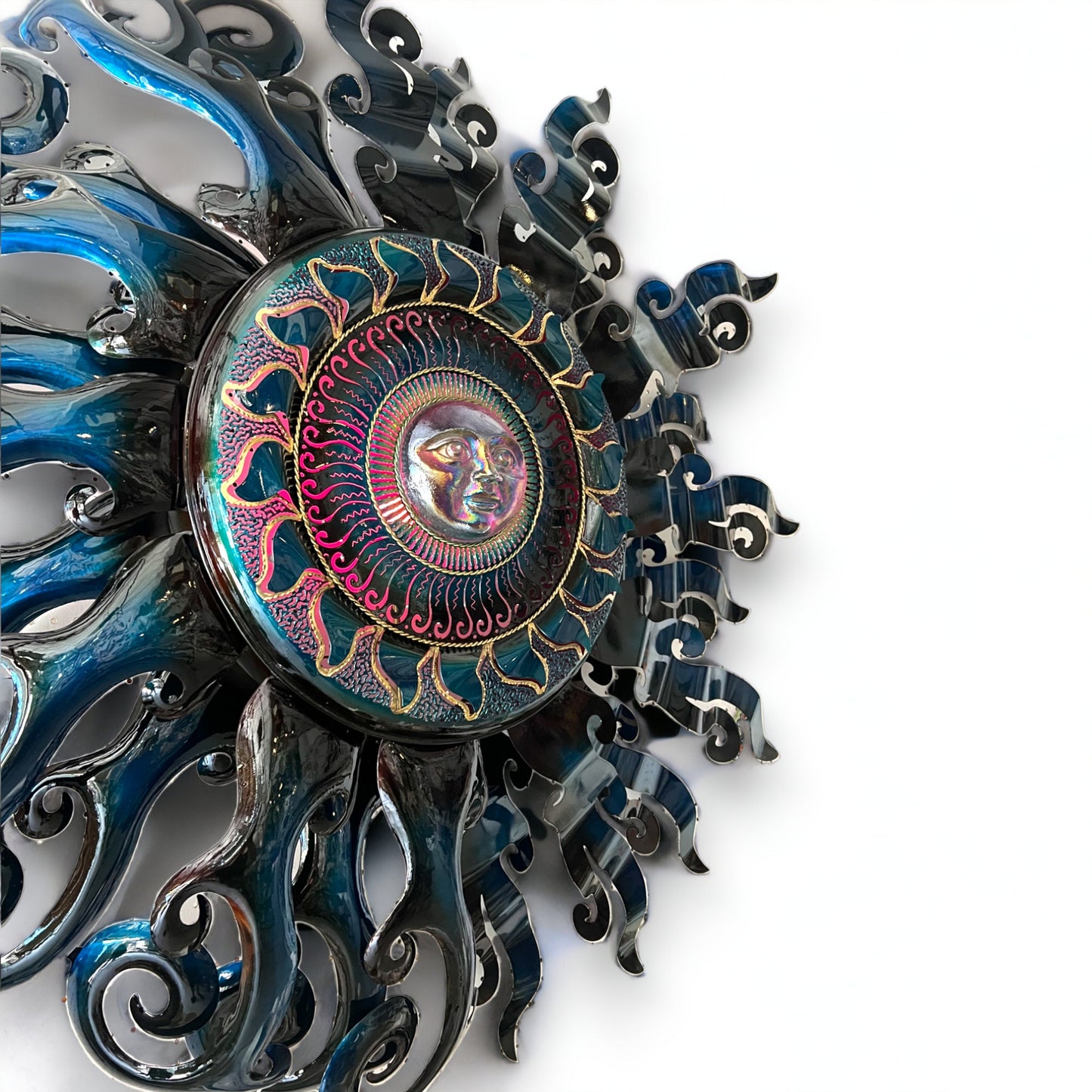 HUGE Colorful Handmade Giant Sun Wall Art | Mexican Metalwork (5ft Diameter)