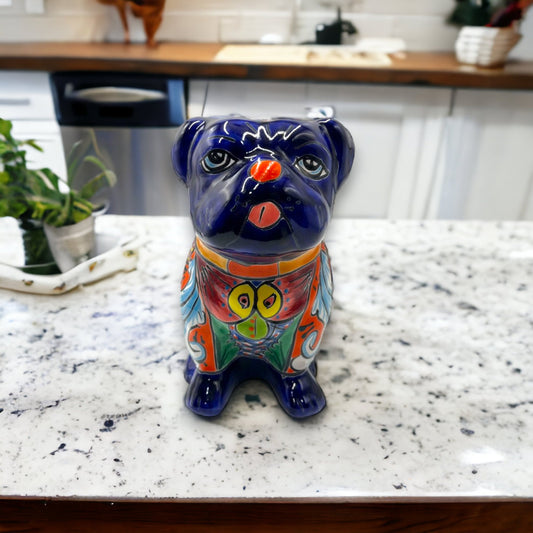 Handmade Talavera Dog Statue | Hand Painted Animal Artwork (Medium)