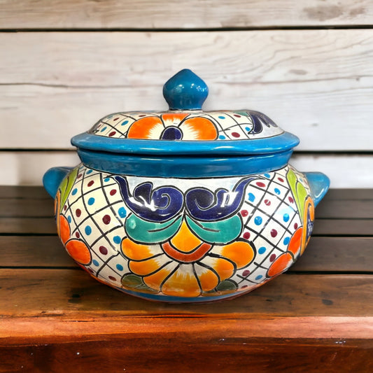 Authentic XL Talavera Serving Pot | Handmade Mexican Pottery from Puebla