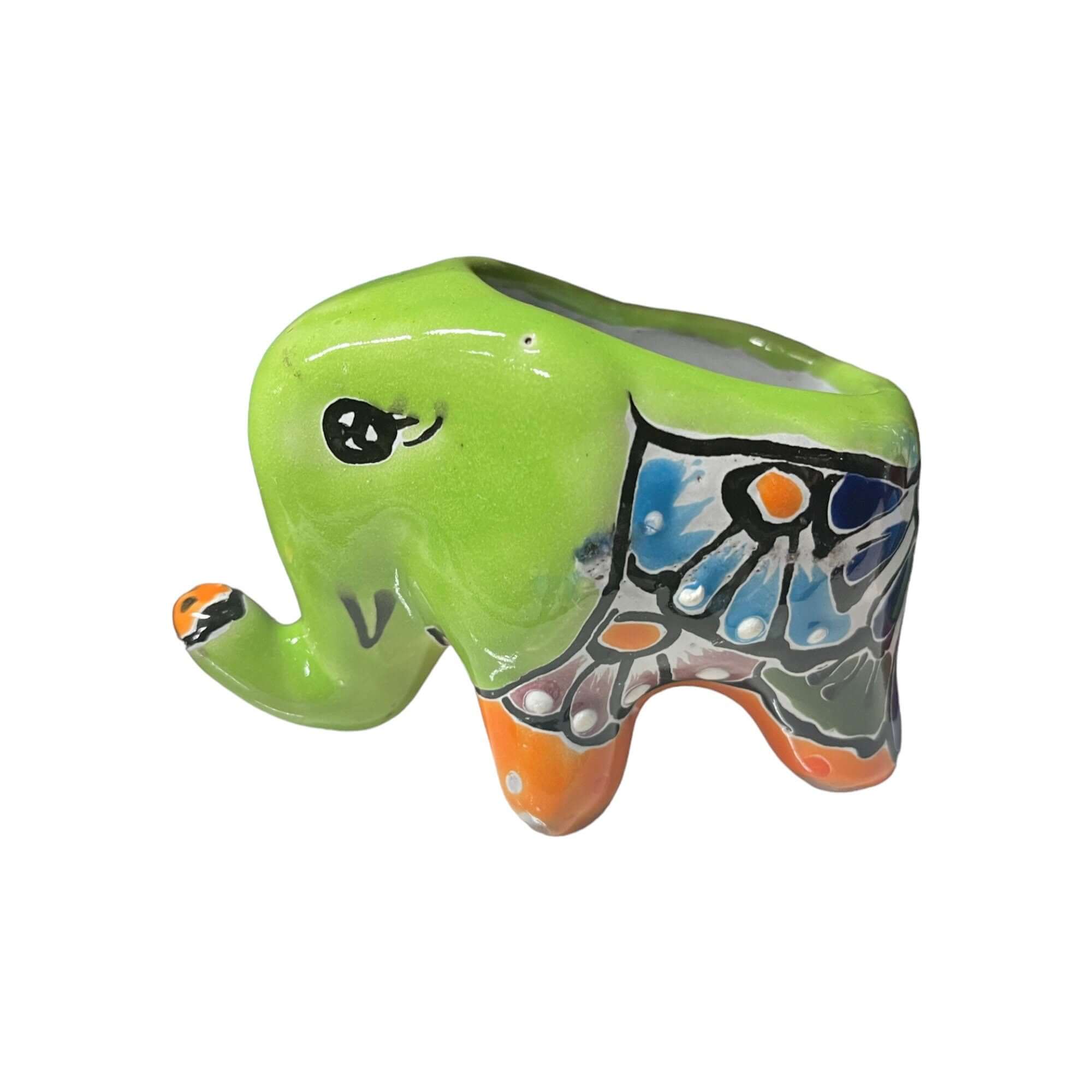 Hand-Painted Talavera Elephant Planter