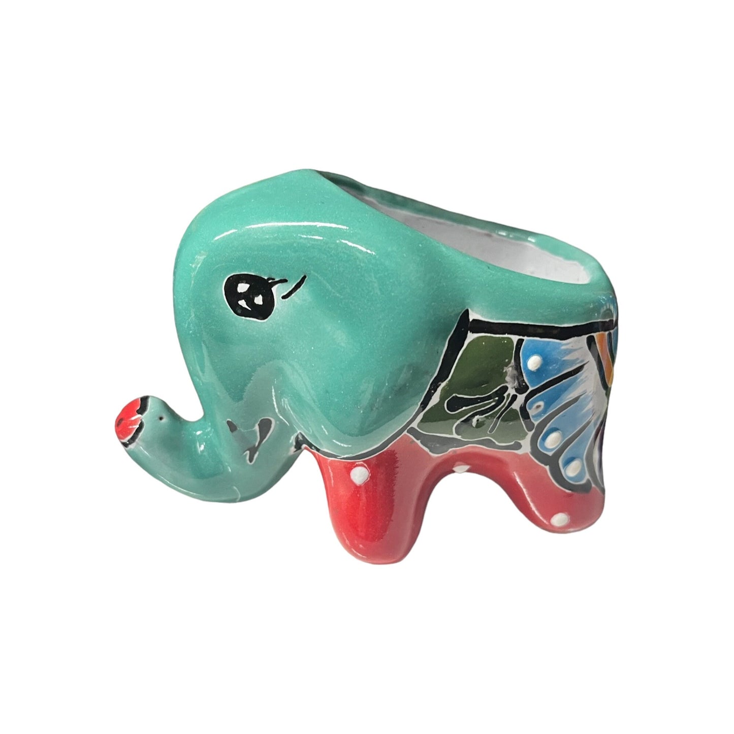 Vibrant Hand-Painted Talavera Elephant Planter | Mexican Ceramic Animal Pot