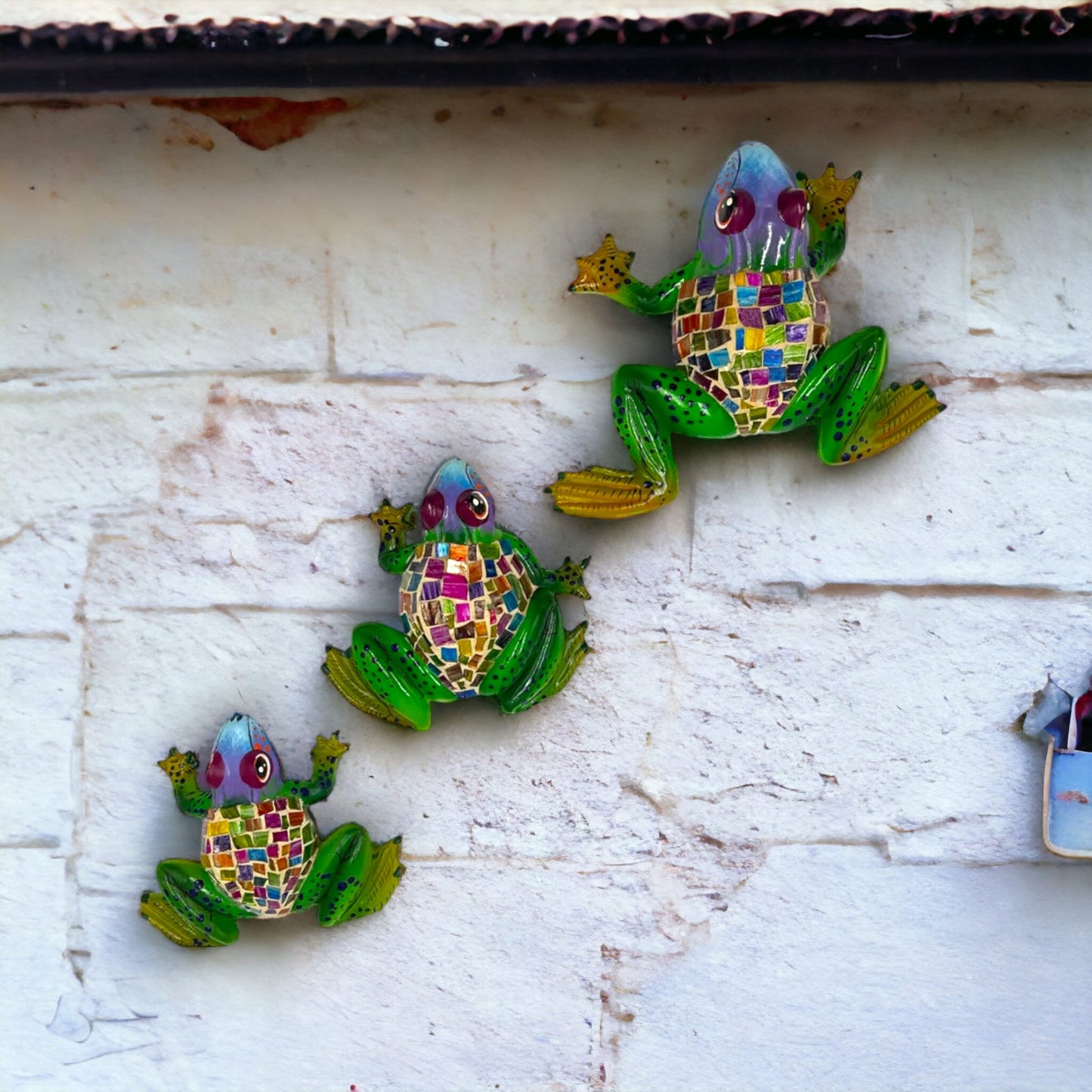 Colorful Mexican Handmade Frog Wall Art Set | 3-Piece Hanging Decor