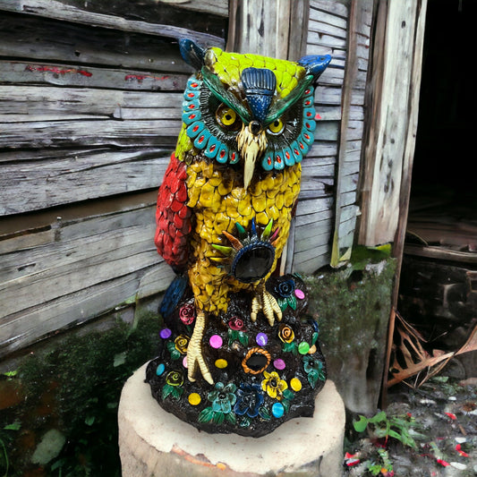 Giant Handcrafted Aztec Owl Sculpture | XL Authentic Cultural Artwork