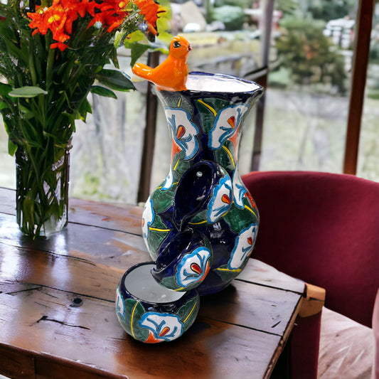 Authentic Mexican Talavera Calla Lily Fountain | Hand-Painted (24" Tall)