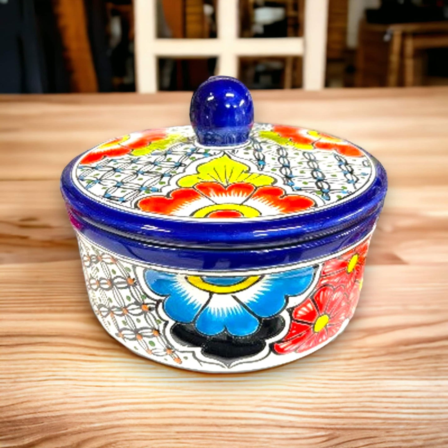 Colorful Talavera Tortilla Warmer | Handcrafted Mexican Pottery from Puebla