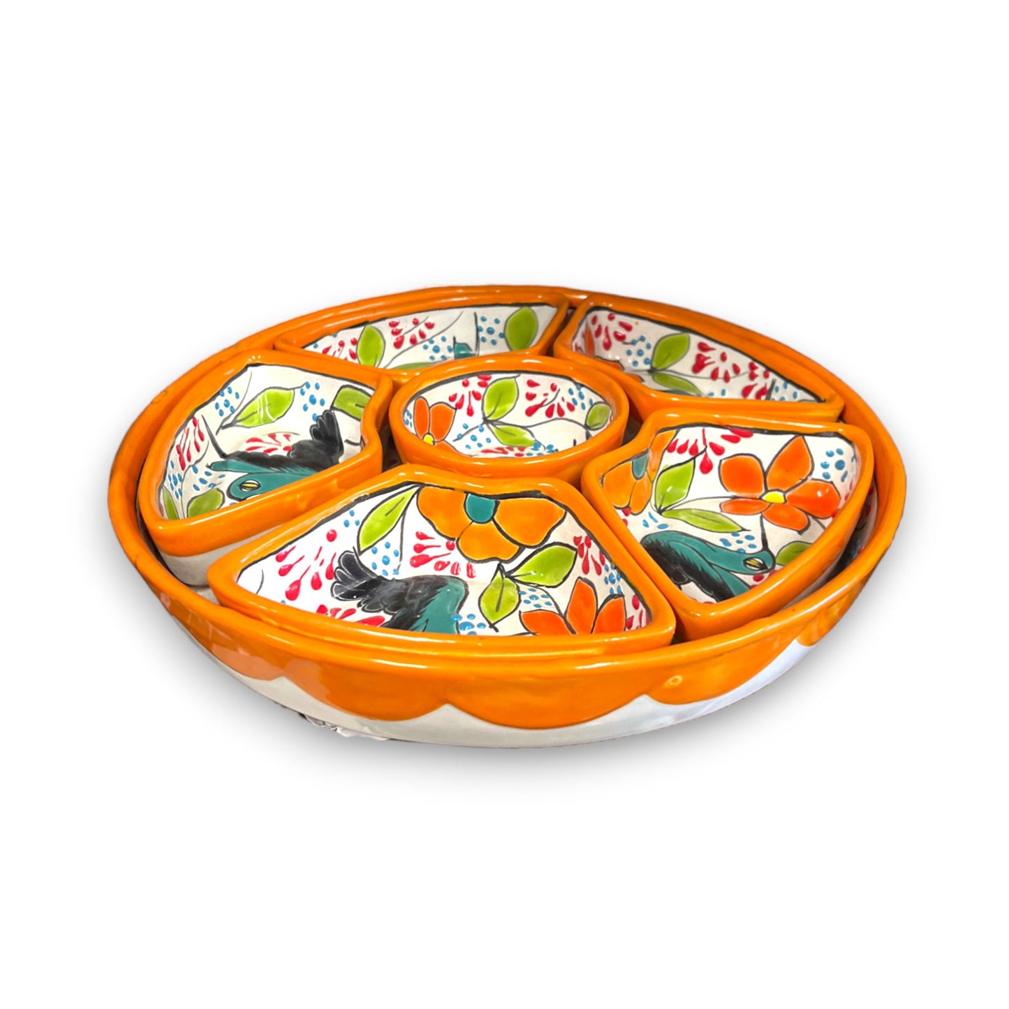 Talavera Bird Appetizer Tray | Colorful Mexican Pottery Dish