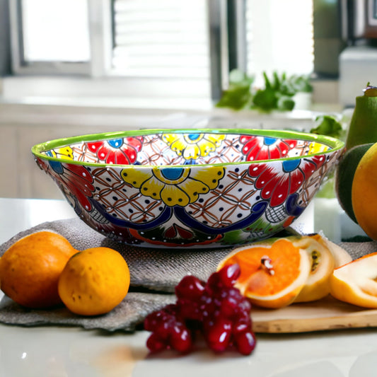 Hand-Painted Talavera Fruit Bowl | Authentic Artisan Mexican Pottery