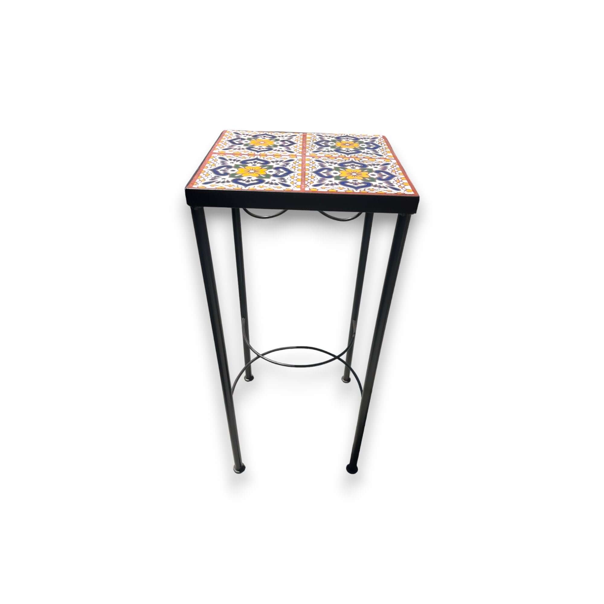 Mexican Accent End Table | Talavera & Metal Design