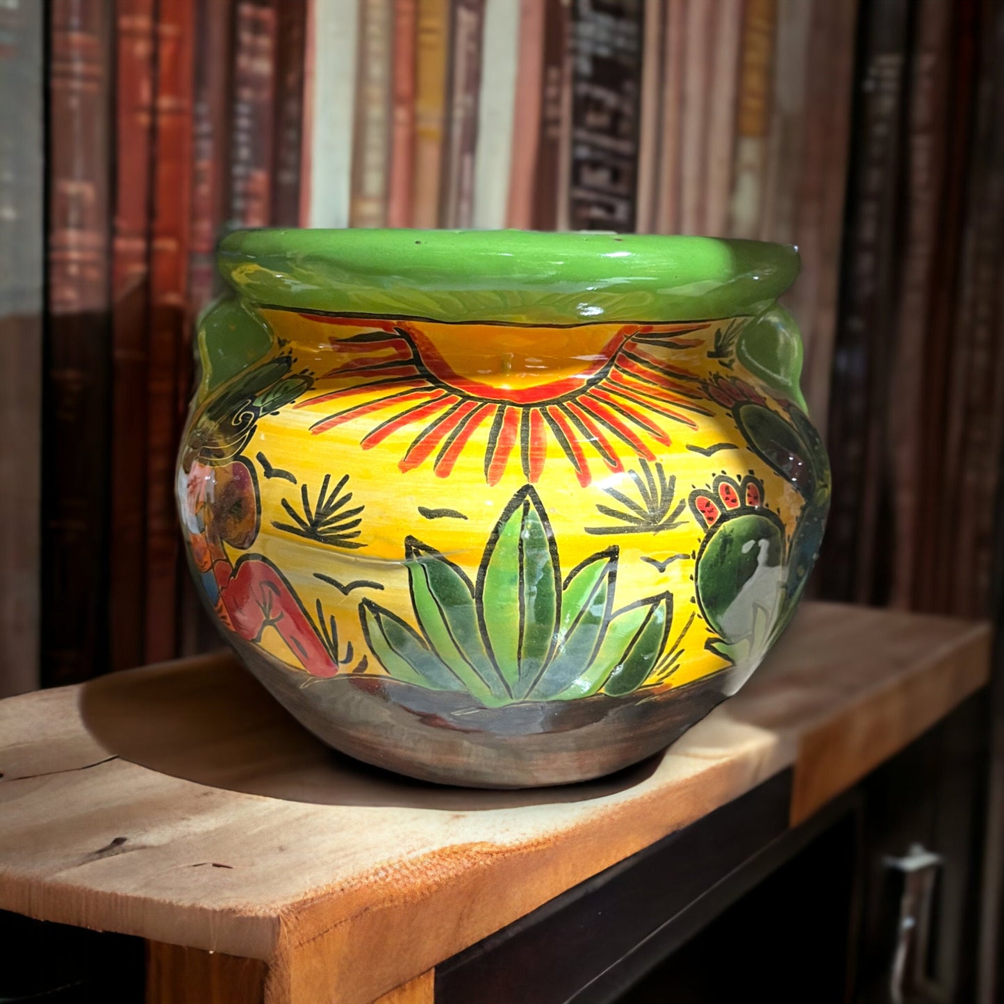 Hand-Painted Talavera Flower Pot | Artisan-Crafted Desert Design Planter