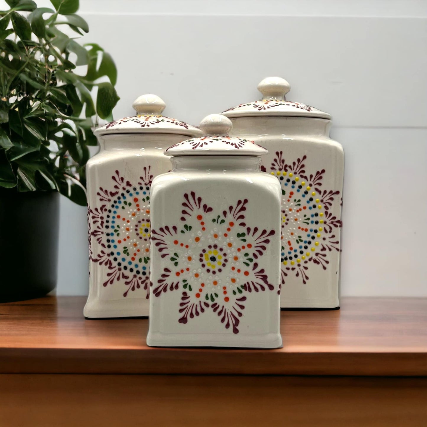 Mexican Handmade Talavera Canister Set | Puebla Mexican Pottery