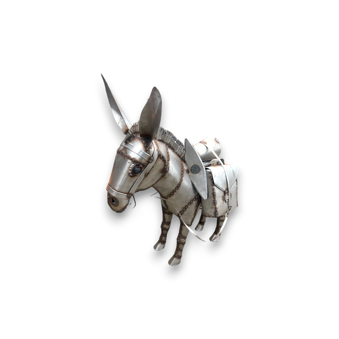 Whimsical Metal Donkey Statue | Handcrafted 3-Foot Tall Mexican Welded Sculpture