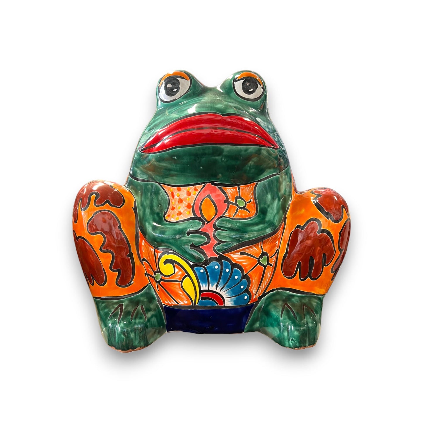 Hand-Painted Talavera Frog Planters | Colorful Mexican Pottery (Large Size)