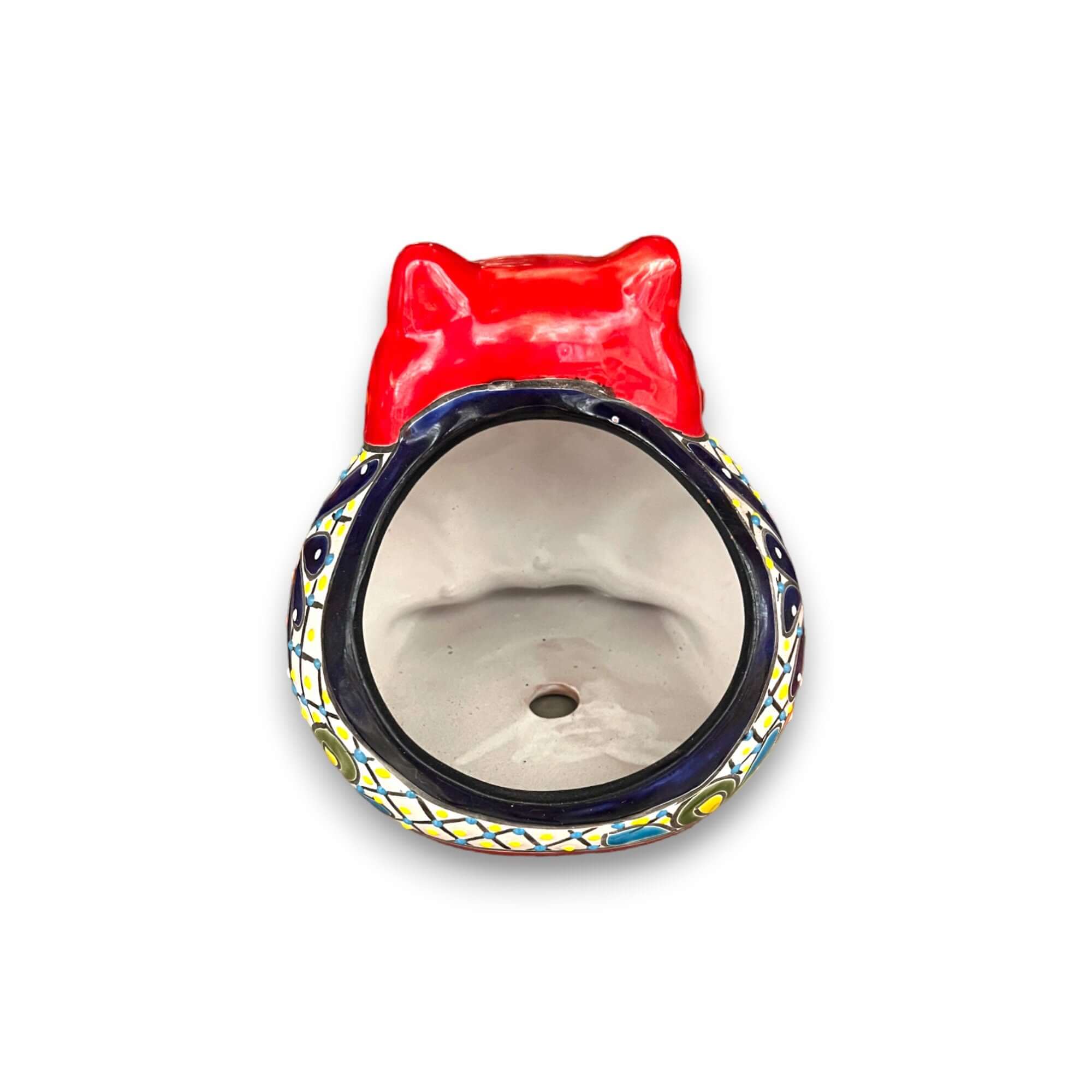 Adorable Handmade Fat Cat Planter | Talavera