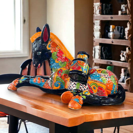 Colorful XL Talavera Horse Statue | 20" Handmade Mexican Decor