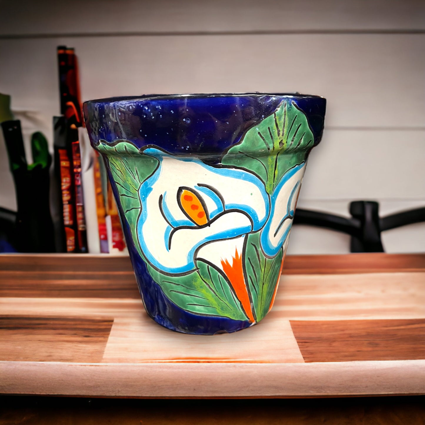 Vibrant Set of 3 Talavera Planters | Hand-Painted Calla Lily Pottery