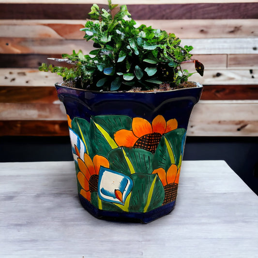 Colorful Set of 3 Talavera Planters | Hand-Painted Mexican Calla Lily Pottery