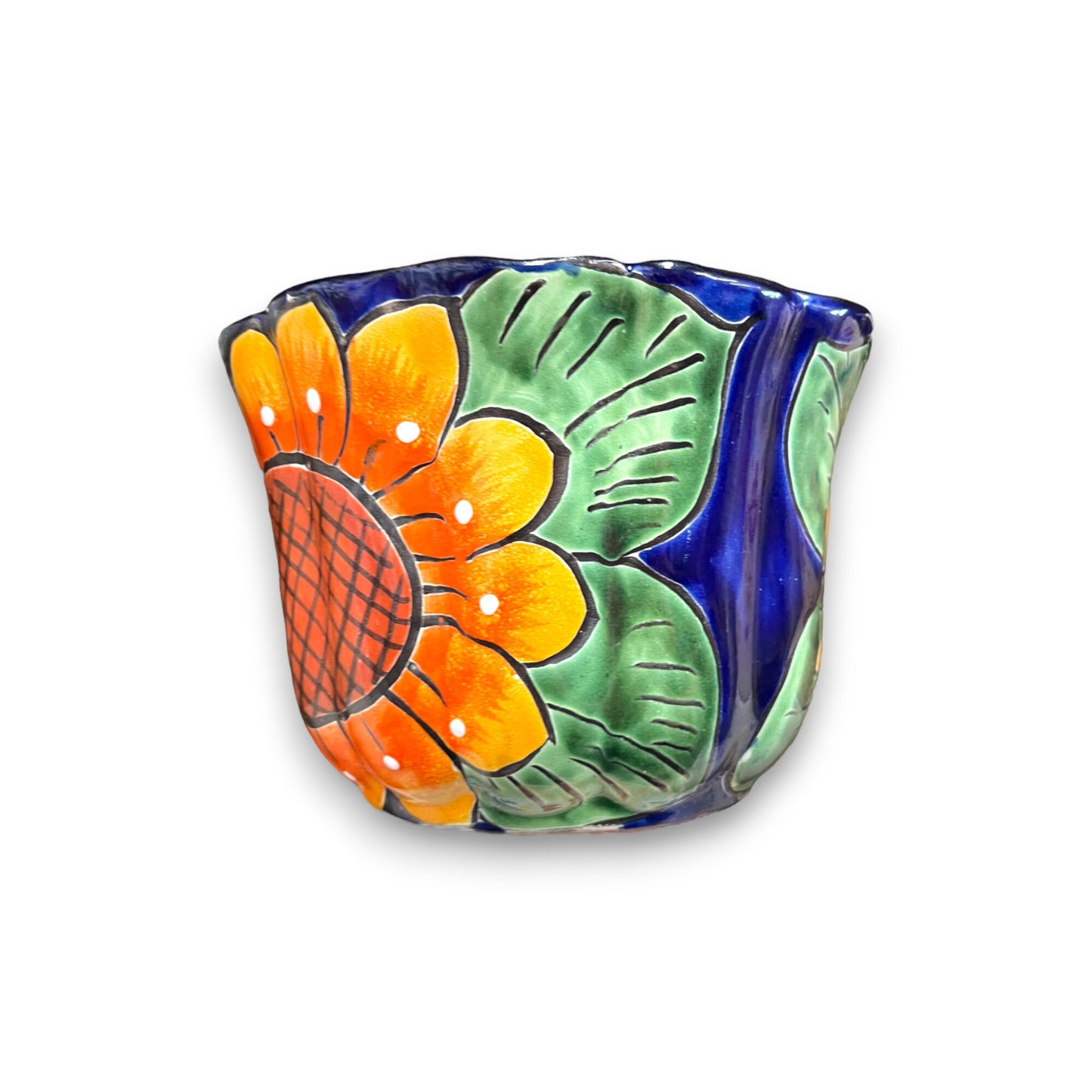 Vibrant Talavera Planter | Hand-Painted Mexican Calla Lily Ceramic Pottery