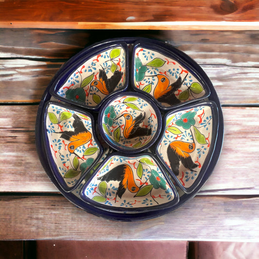 Talavera Bird Appetizer Tray | Colorful Mexican Pottery Dish