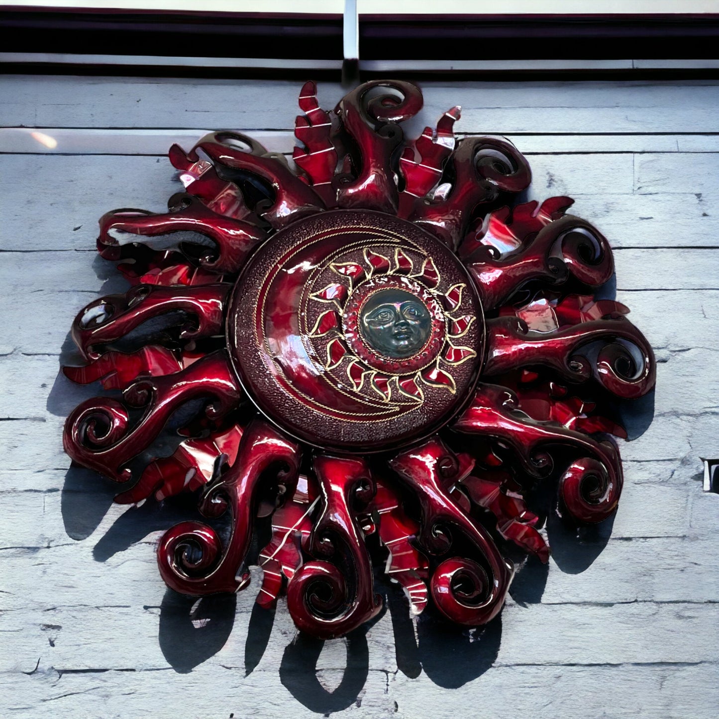 HUGE Colorful Handmade Giant Sun Wall Art | Mexican Metalwork (5ft Diameter)