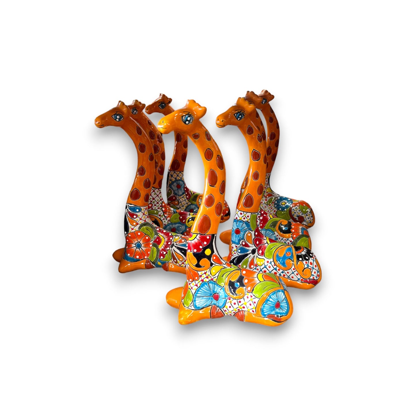 Talavera Giraffe Sculpture | Hand-Painted Ceramic Decor